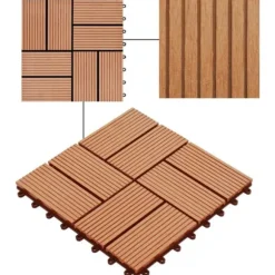 Terrassefliser 22 stk. 30 x 30 cm 2 m2 WPC teakfarve - Terrasseflise - Terrassefliser - Home & Living