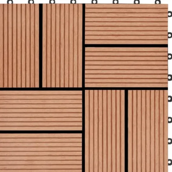 Terrassefliser 22 stk. 30 x 30 cm 2 m2 WPC teakfarve - Terrasseflise - Terrassefliser - Home & Living