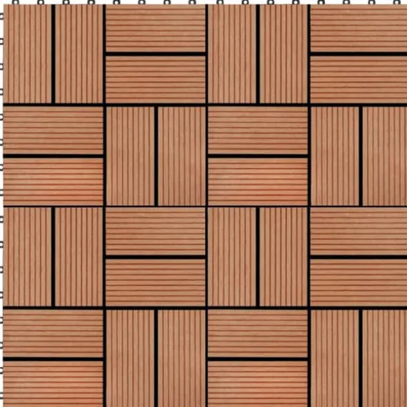 Terrassefliser 11 stk. WPC 30 x 30 cm 1 m2 teakfarvet - Terrasseflise - Terrassefliser - Home & Living