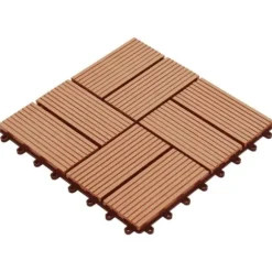 Terrassefliser 11 stk. WPC 30 x 30 cm 1 m2 teakfarvet - Terrasseflise - Terrassefliser - Home & Living