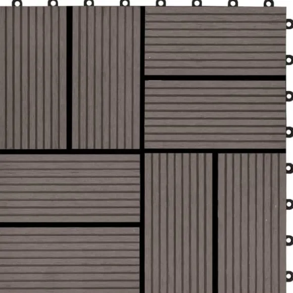 Terrassefliser 11 stk. WPC 30 x 30 cm 1 m2 mørkebrun - Terrasseflise - Terrassefliser - Home & Living