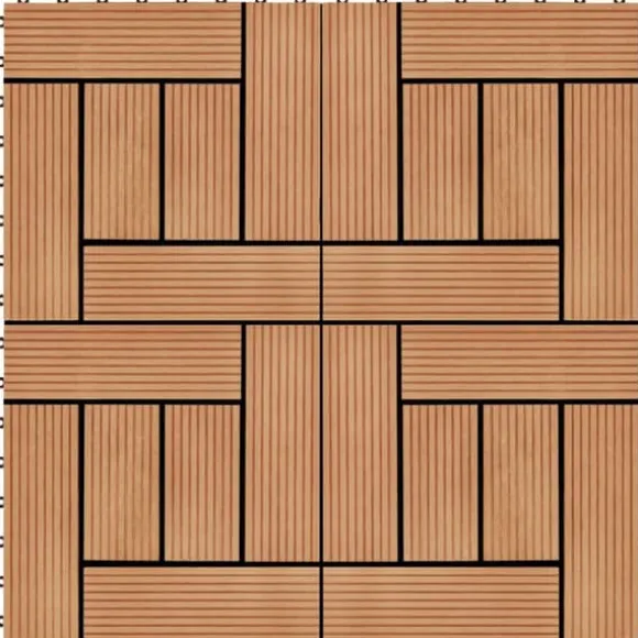 Terrassefliser 11 stk. WPC 30 x 30 cm 1 m2 teakfarvet - Terrasseflise - Terrassefliser - Home & Living
