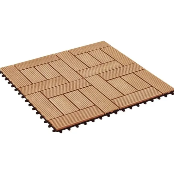 Terrassefliser 11 stk. WPC 30 x 30 cm 1 m2 teakfarvet - Terrasseflise - Terrassefliser - Home & Living