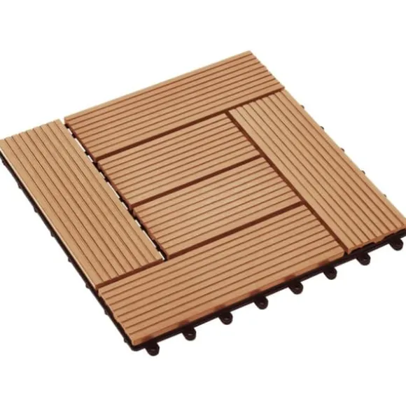 Terrassefliser 11 stk. WPC 30 x 30 cm 1 m2 teakfarvet - Terrasseflise - Terrassefliser - Home & Living