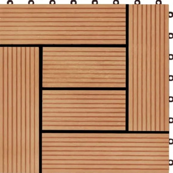 Terrassefliser 11 stk. WPC 30 x 30 cm 1 m2 teakfarvet - Terrasseflise - Terrassefliser - Home & Living