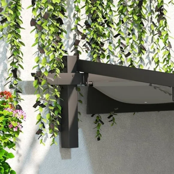 Terrassepergola ca. 3x3 m, aluminium, vægmonteret, justerbart tag, mørkegrå