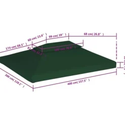 The Living Store baldakin til havepavillon 3x4 m 310 g/m² grøn - Festtelte & havepavilloner – tage