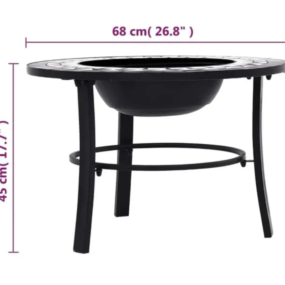 The Living Store bålfad mosaik 68 cm keramik sort og hvid - Ildsteder