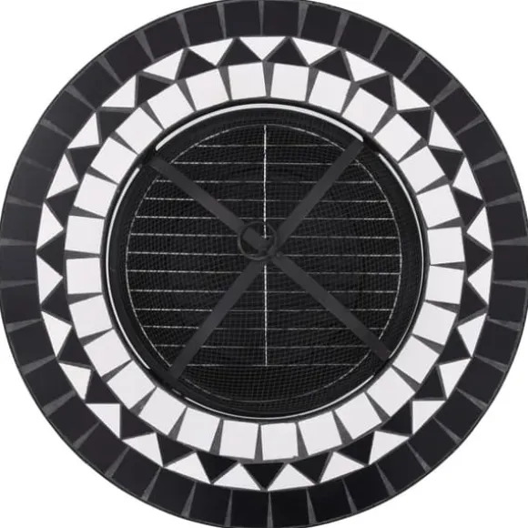 The Living Store bålfad mosaik 68 cm keramik sort og hvid - Ildsteder
