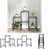 The Living Store blomsterstativ med hjul 83x25x63,5 cm jern sort - Planteborde