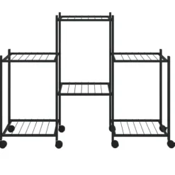 The Living Store blomsterstativ med hjul 83x25x63,5 cm jern sort - Planteborde