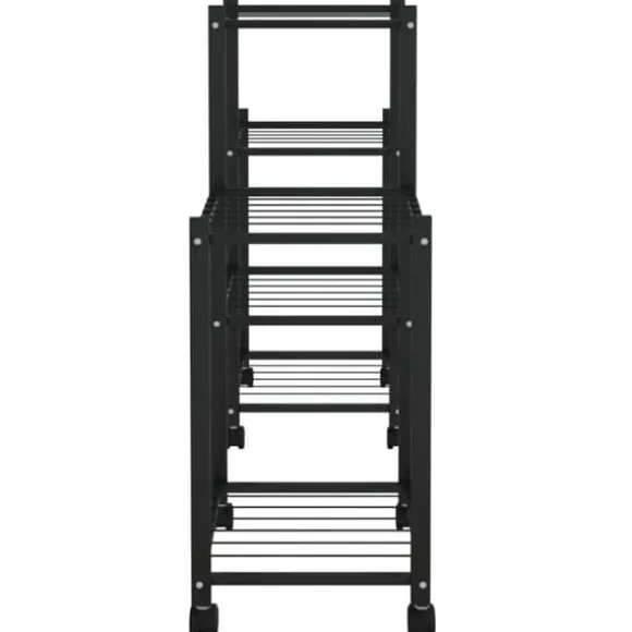 The Living Store blomsterstativ med hjul 83x25x63,5 cm jern sort - Planteborde