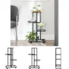 The Living Store blomsterstativ 4 niveauer med hjul 44x23x80 cm jern sort - Planteborde