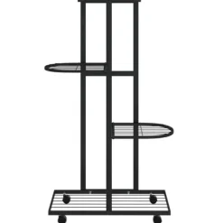 The Living Store blomsterstativ 4 niveauer med hjul 44x23x80 cm jern sort - Planteborde
