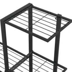 The Living Store blomsterstativ med hjul 94,5x25x92,5 cm metal sort - Planteborde