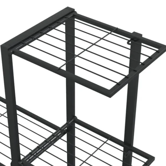 The Living Store blomsterstativ med hjul 94,5x25x92,5 cm metal sort - Planteborde