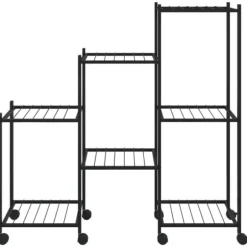 The Living Store blomsterstativ med hjul 83x25x83,5 cm jern sort - Planteborde