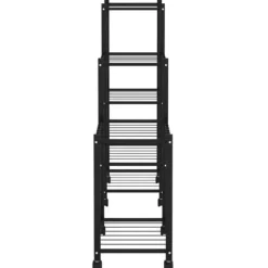The Living Store blomsterstativ med hjul 83x25x83,5 cm jern sort - Planteborde