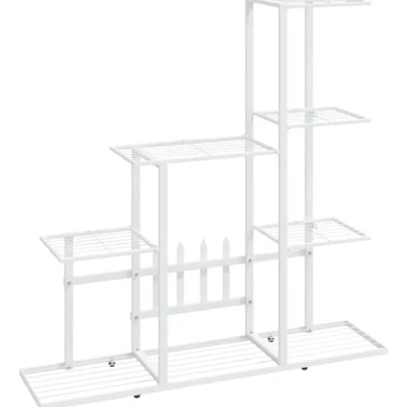 The Living Store blomsterstativ 94,5x25x88 cm metal hvid - Planteborde