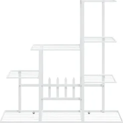 The Living Store blomsterstativ 94,5x25x88 cm metal hvid - Planteborde
