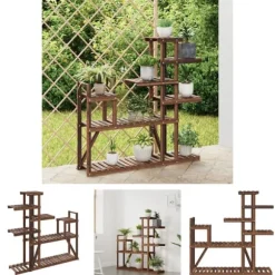 The Living Store blomsterstativ 110x25x111 cm massivt fyrretræ - Planteborde