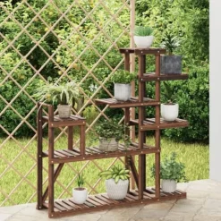 The Living Store blomsterstativ 110x25x111 cm massivt fyrretræ - Planteborde