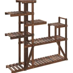 The Living Store blomsterstativ 110x25x111 cm massivt fyrretræ - Planteborde