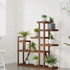The Living Store blomsterstativ 110x25x111 cm massivt fyrretræ - Planteborde