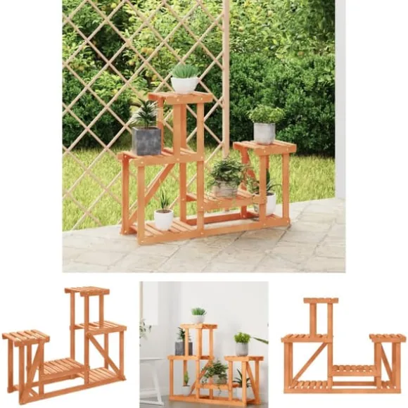 The Living Store blomsterstativ 90x25x73,5 cm massivt fyrretræ - Planteborde