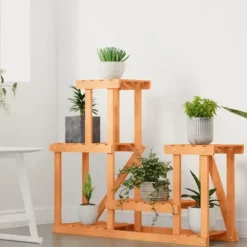 The Living Store blomsterstativ 90x25x73,5 cm massivt fyrretræ - Planteborde