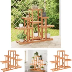 The Living Store blomsterstativ 110x25x98 cm massivt fyrretræ - Planteborde