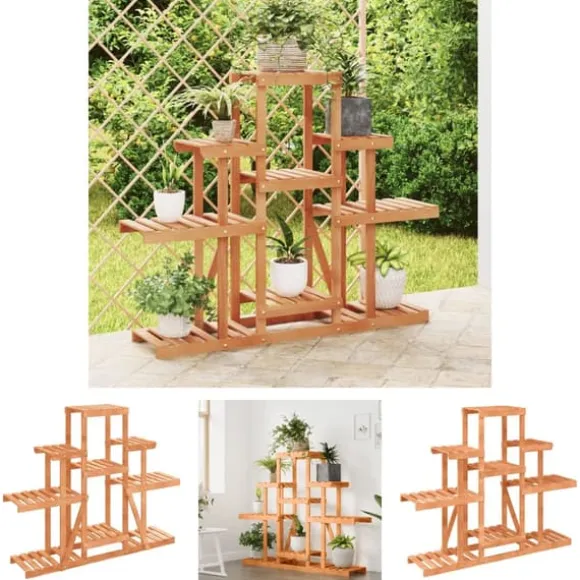 The Living Store blomsterstativ 110x25x98 cm massivt fyrretræ - Planteborde