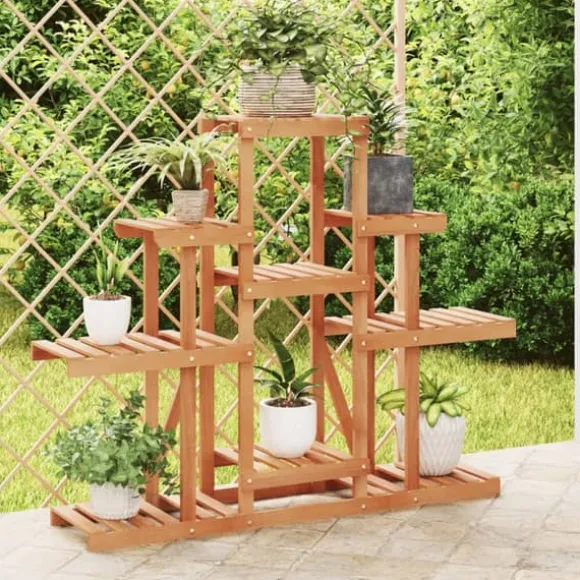 The Living Store blomsterstativ 110x25x98 cm massivt fyrretræ - Planteborde