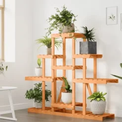 The Living Store blomsterstativ 110x25x98 cm massivt fyrretræ - Planteborde