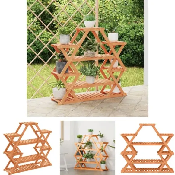 The Living Store blomsterstativ 110x25x105 cm massivt fyrretræ - Planteborde