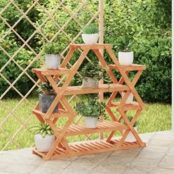 The Living Store blomsterstativ 110x25x105 cm massivt fyrretræ - Planteborde