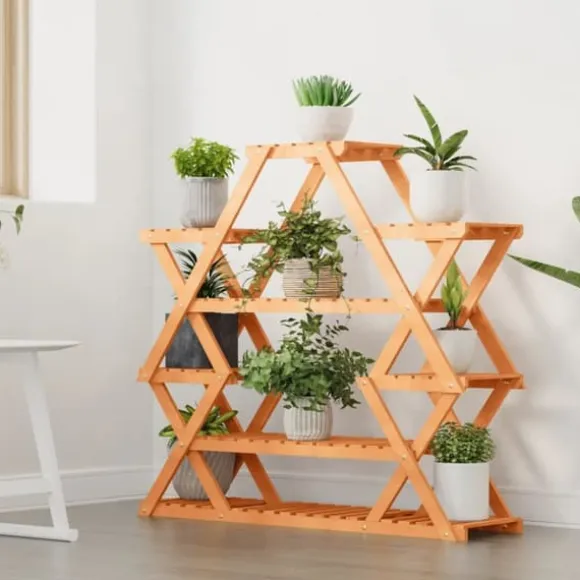 The Living Store blomsterstativ 110x25x105 cm massivt fyrretræ - Planteborde