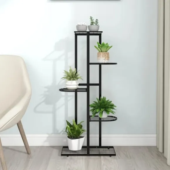 The Living Store blomsterstativ i 5 niveauer 43x22x98 cm metal sort - Planteborde