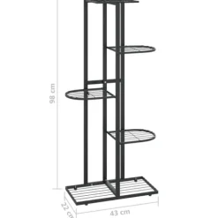 The Living Store blomsterstativ i 5 niveauer 43x22x98 cm metal sort - Planteborde