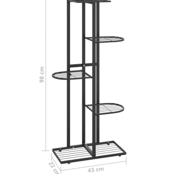 The Living Store blomsterstativ i 5 niveauer 43x22x98 cm metal sort - Planteborde