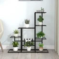 The Living Store blomsterstativ 94,5x25x88 cm metal sort - Planteborde