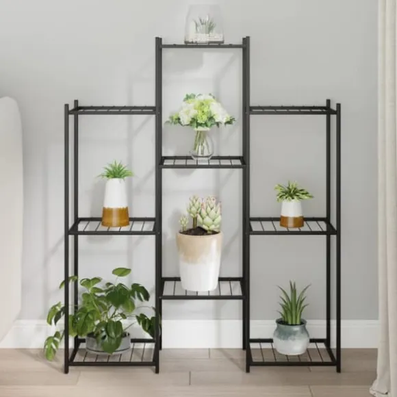The Living Store blomsterstativ 85x25x100 cm jern sort - Planteborde