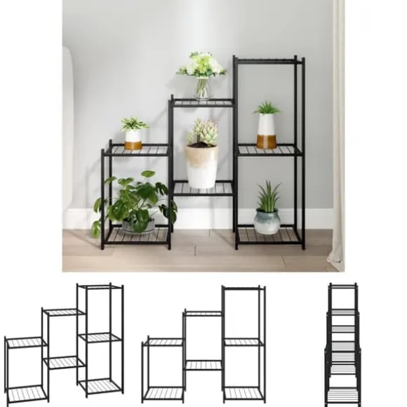 The Living Store blomsterstativ 83x25x80 cm jern sort - Planteborde
