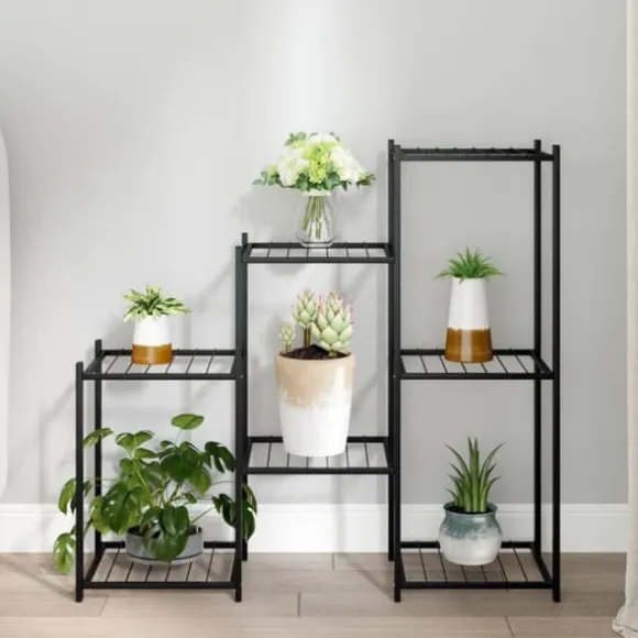 The Living Store blomsterstativ 83x25x80 cm jern sort - Planteborde