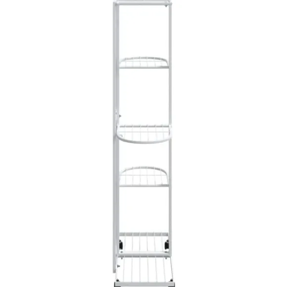 The Living Store blomsterstativ 5 niveauer med hjul 44x23x100 cm jern hvid - Planteborde