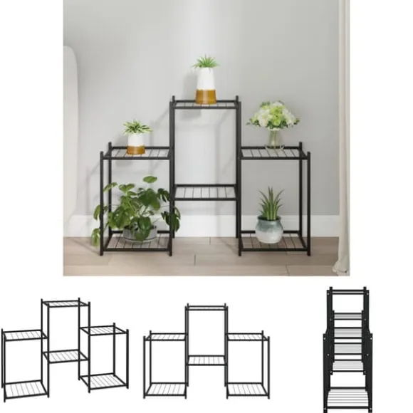 The Living Store blomsterstativ 83x25x60 cm jern sort - Planteborde