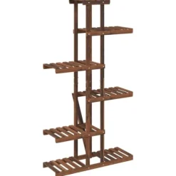 The Living Store blomsterstativ 175x25x140,5 cm massivt fyrretræ - Planteborde