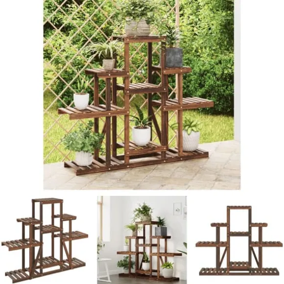 The Living Store blomsterstativ 110x25x98 cm massivt fyrretræ - Planteborde