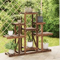 The Living Store blomsterstativ 110x25x98 cm massivt fyrretræ - Planteborde
