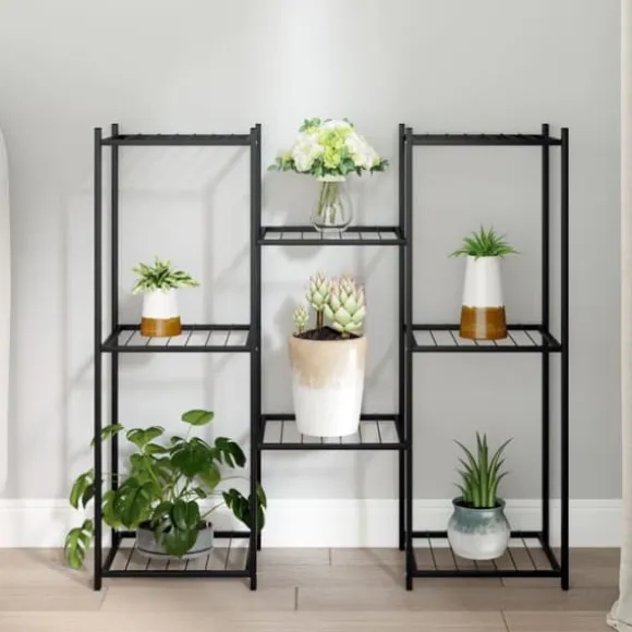 The Living Store blomsterstativ 83x25x80 cm jern sort - Planteborde